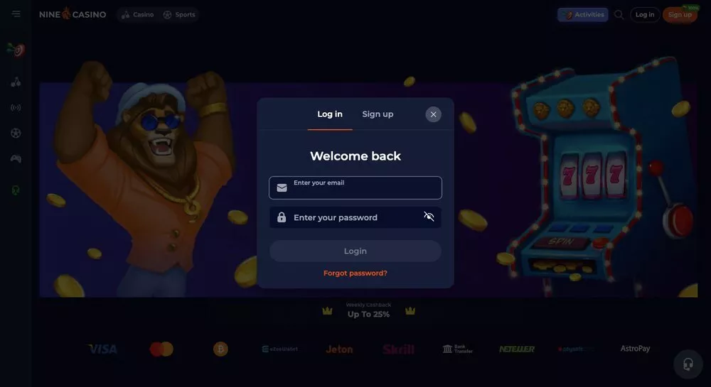 Nine casino login